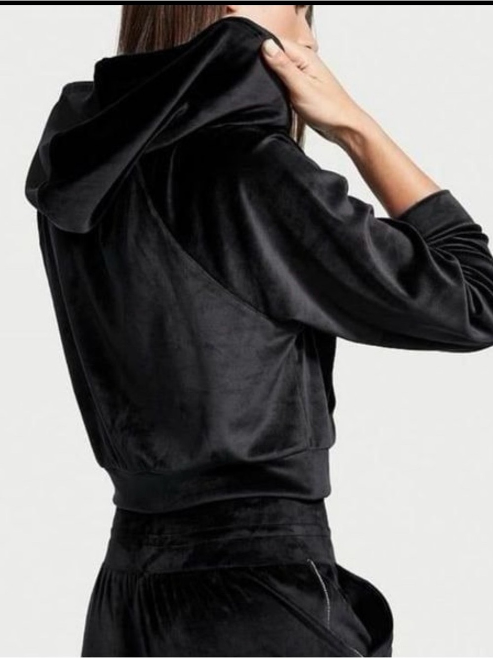 Victoria's Secret Black Velour Hooded Lounge Set - Picture 2 of 6